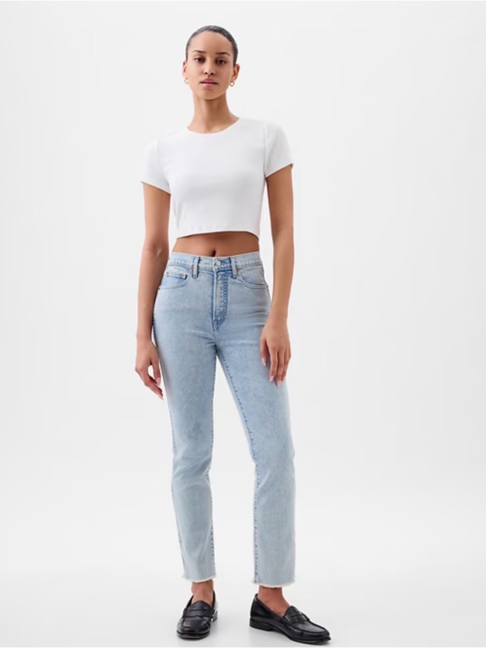 GAP Vintage Slim High Rise Light Indigo Women’s Jeans with Raw Hem